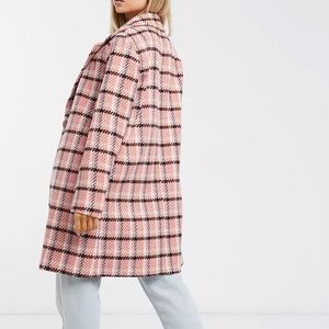 Helene Berman Wool Blend Short Ruth Coat in Pink Check - US 6 UK 10